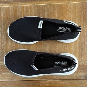 Adidas Black and White Memory Foam Slip-Ons